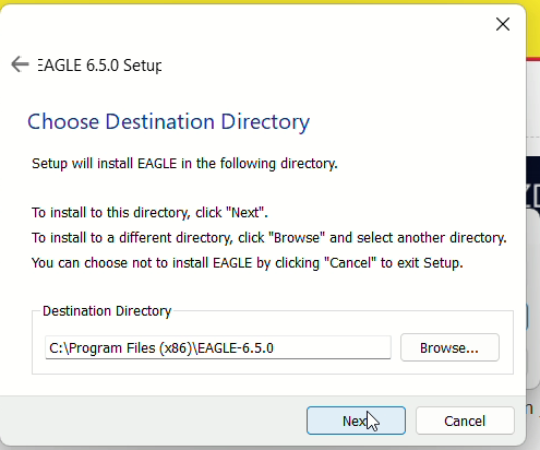 Choose Destination Directory