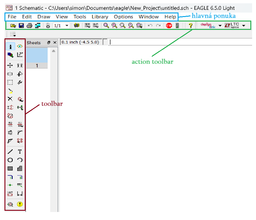 Schematic Editor - popis častí